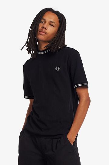 Black Fred Perry M9802 Men's T Shirts | PH 1724ILHS